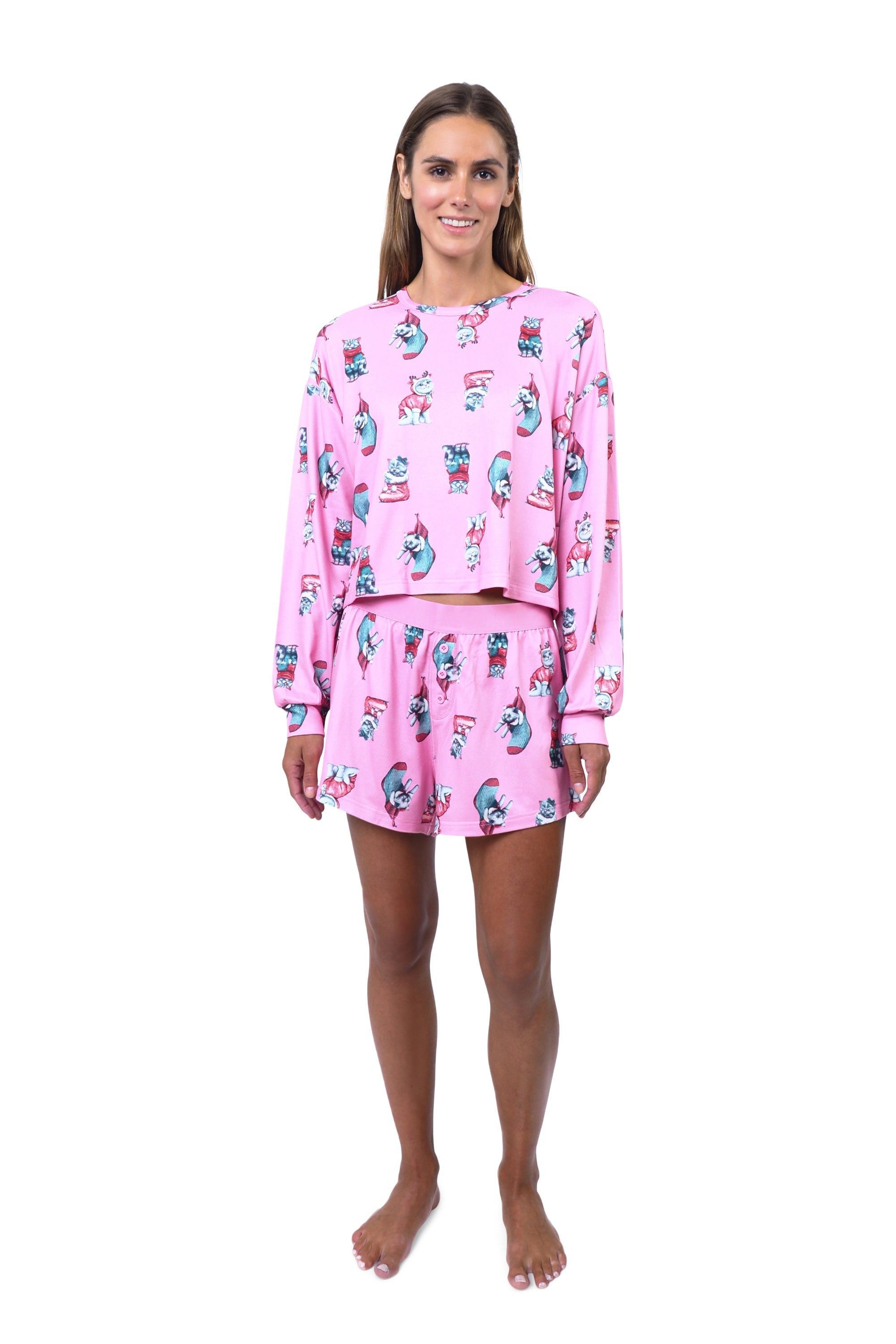 Pink Cherub Long Sleeve Boxer Set